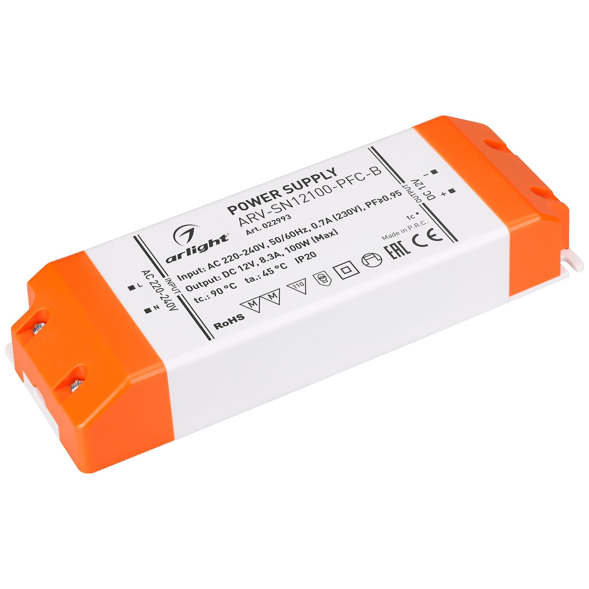 Arlight Блок питания ARV-SN12100-PFC-B (12V, 8.3A, 100W) (IP20 Пластик, 3 года) 022993 — миниатюра 1