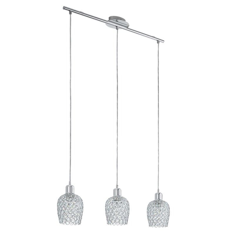 Eglo Подвес BONARES 1, 3x60W (E27), L745, сталь, хром/стекло, хрусталь, хром, прозрачный 94897