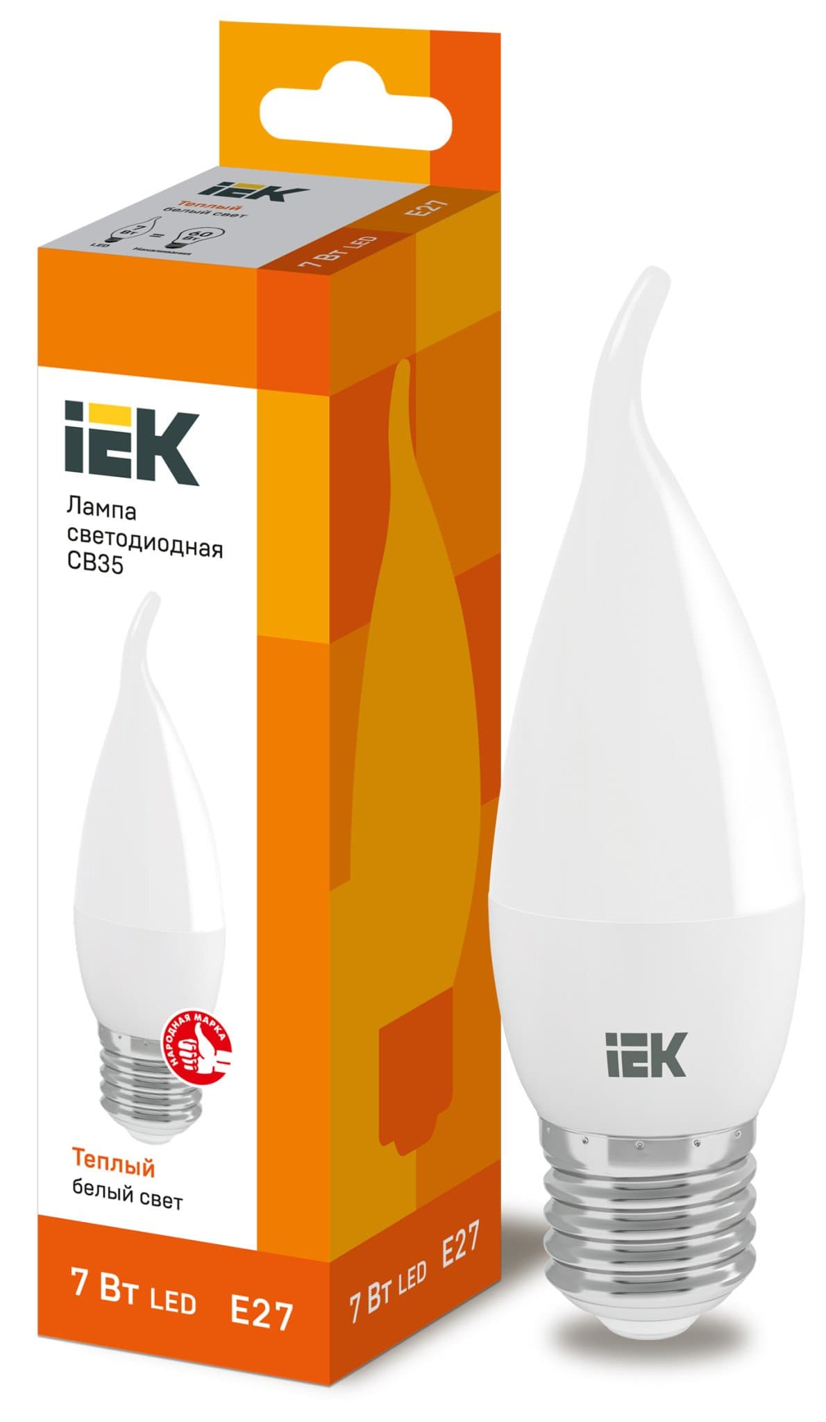 IEK Лампа светодиодная ECO CB35 свеча на ветру 7Вт 230В 3000К E27 — миниатюра 1
