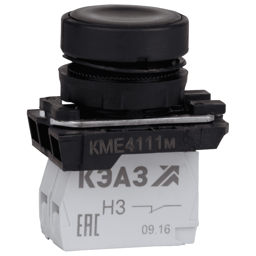 КЭАЗ Кнопка КМЕ4111м-черный-1но+1нз-цилиндр-IP40
