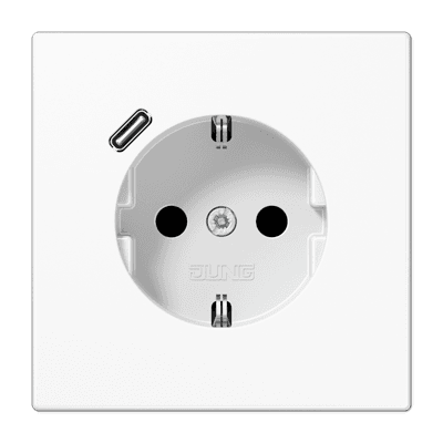 JUNG SCHUKO® Розетка с USB-зарядным устройством, тип С; термопласт; белый LS1520-18CWW