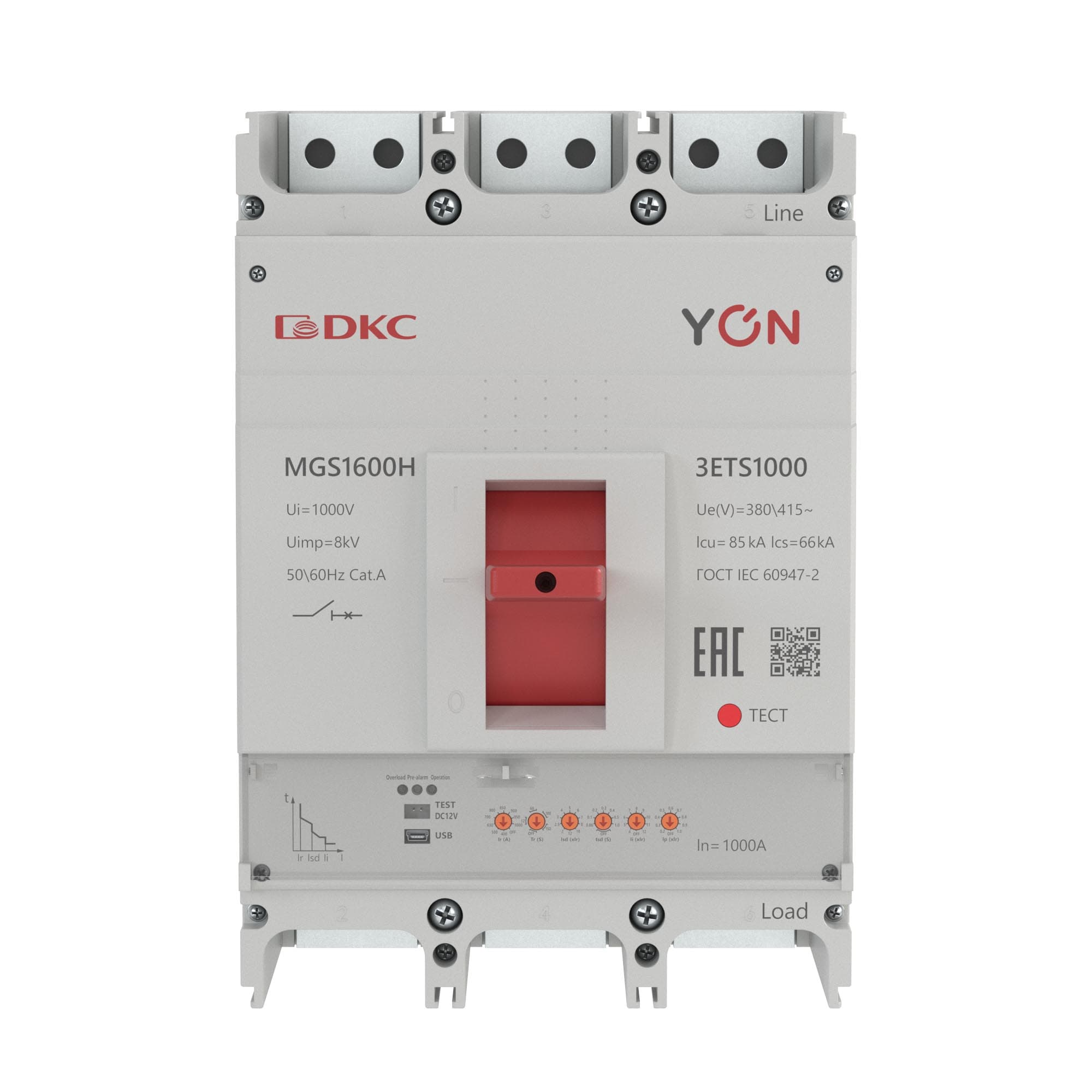 Авт. выкл. YON MGS1600H 3P 400-1000A 85kA с электронным расцепителем ETS — миниатюра 2