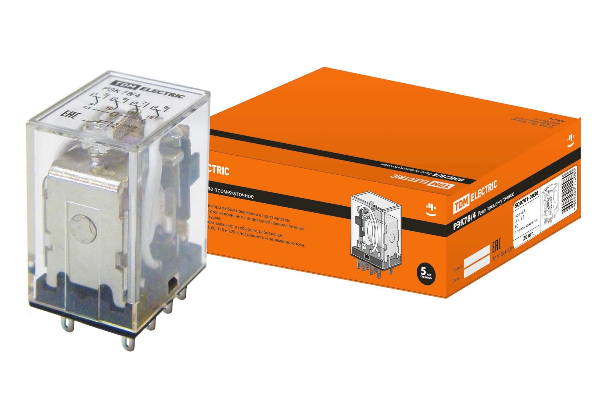 TDM Реле РЭК78/4 3А  12В AC SQ0701-0036
