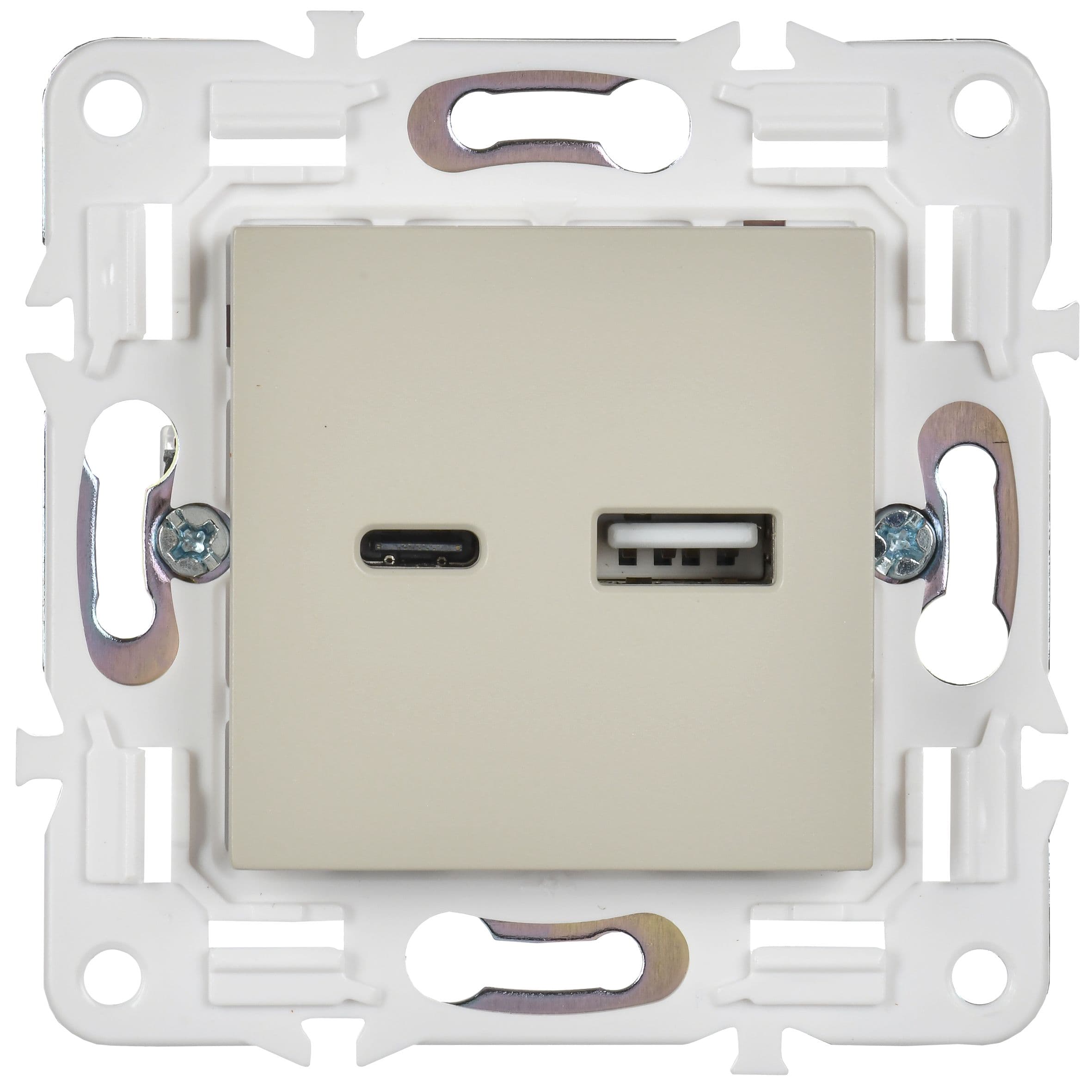 IEK SKANDY Бежевый Розетка USB A+C 18Вт SK-R13B — миниатюра 2