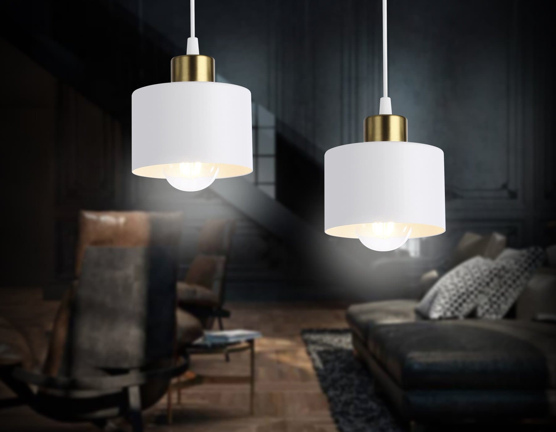 Ambrella Подвесной светильник в стиле лофт TR8112 WH/BS белый/латунь E27 max 40W D120*940 — миниатюра 3