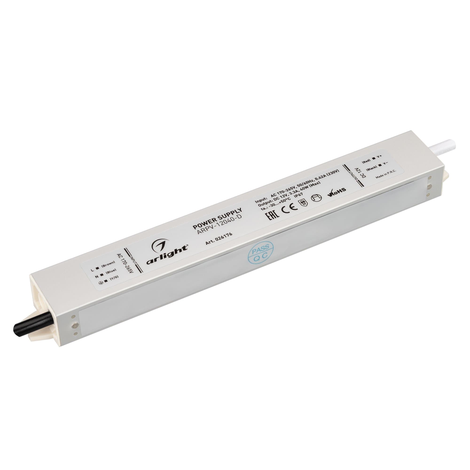Arlight Блок питания ARPV-12040-D (12V, 3.3A, 40W) (IP67 Металл, 3 года) 026176