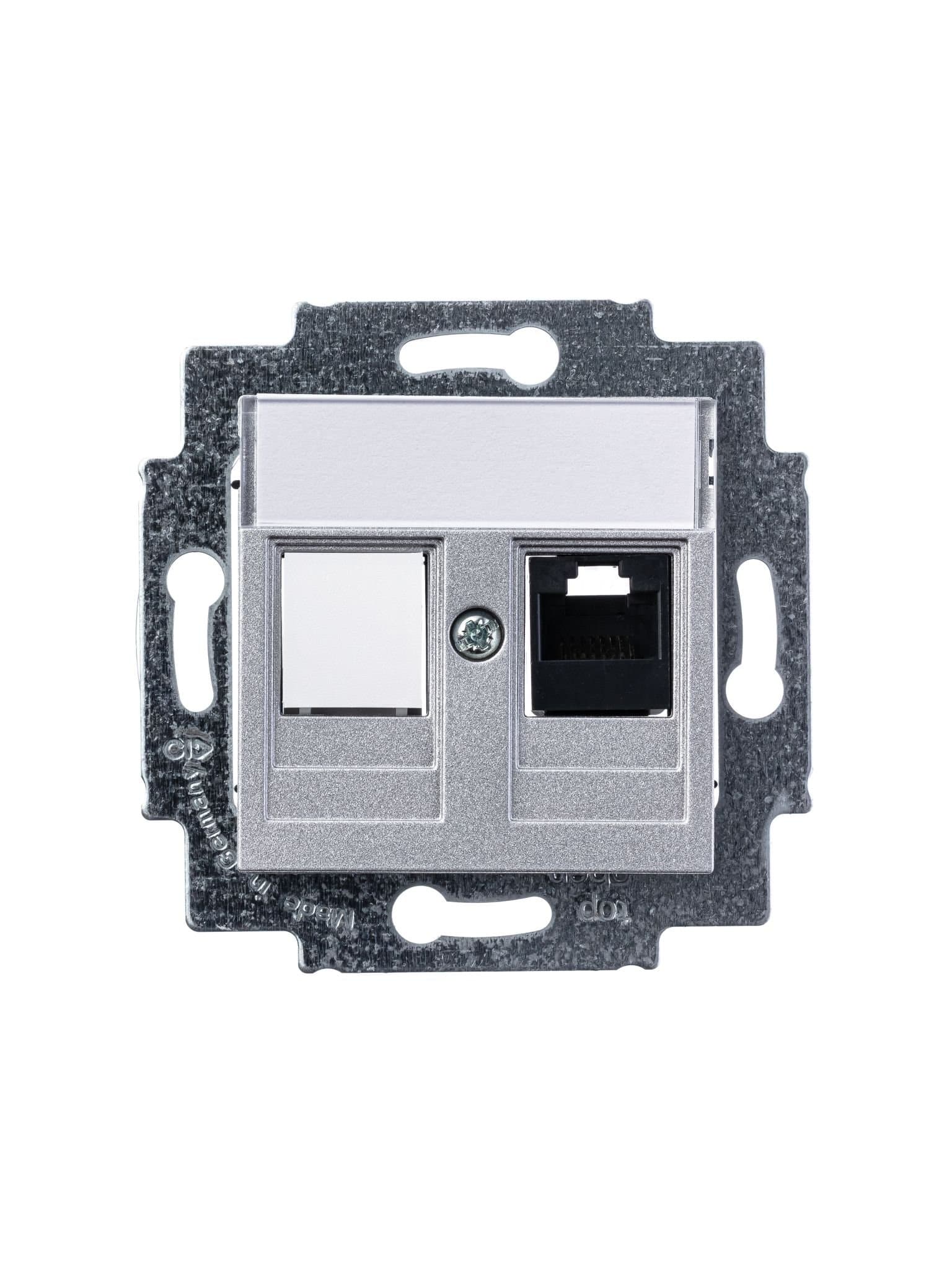 ABB EPJ Levit серебро / дымчатый чёрный Розетка компьютерная RJ45 кат,5e+заглуш,, серебро 2CHH295117A6070 — миниатюра 5