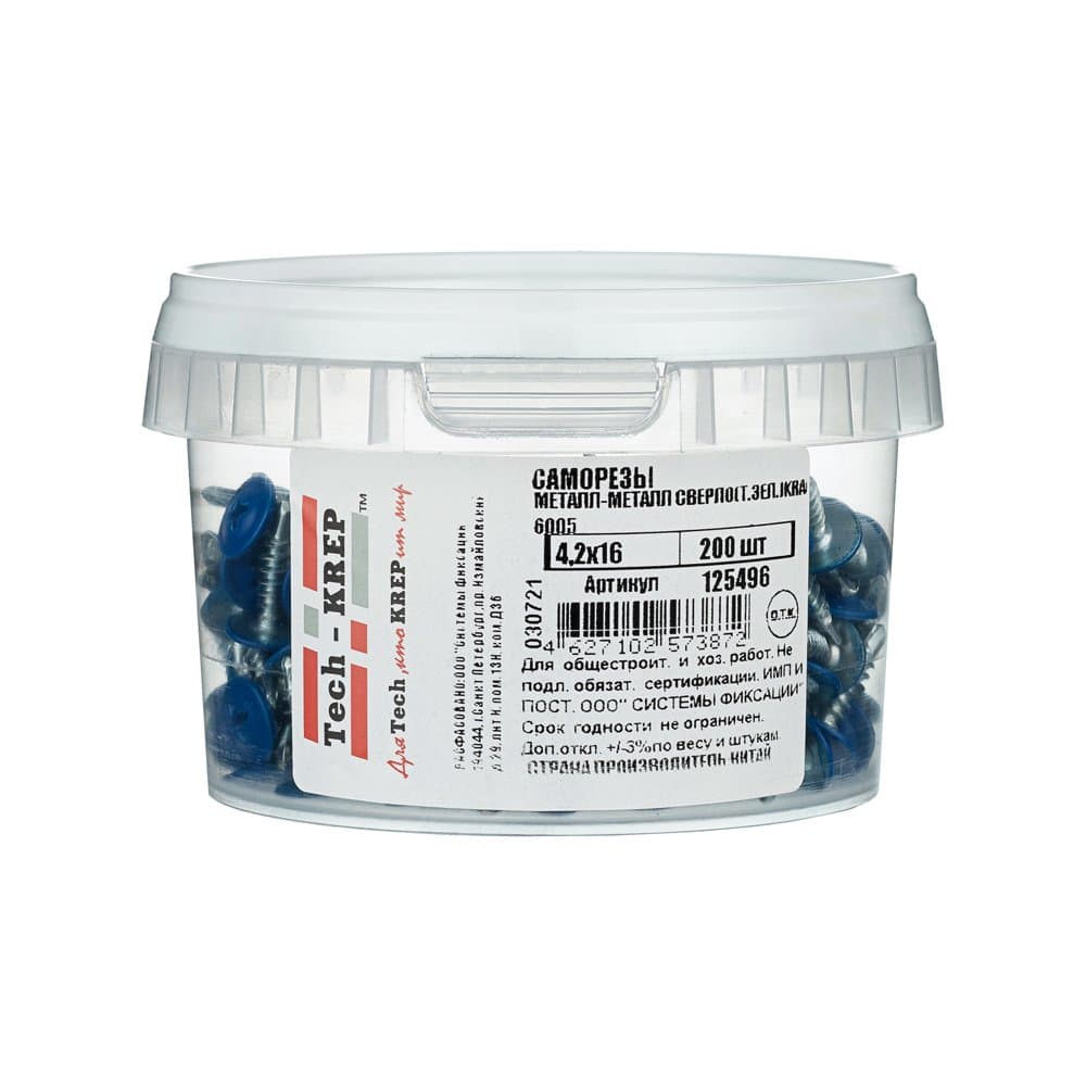 Tech-Krep Саморез ШСММ св. 4,2х16 т.зел. KP RAL 6005 (200 шт) - ведро малое 125496