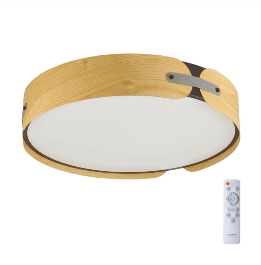 Sonex 7721/100L AVRA LED SN Светильник металл/пластик/белый/черный/дерево LED 100Вт 3000-6000K D600 IP20 пульт ДУ CORAGGIO