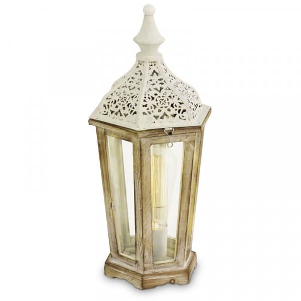 Eglo Лампа настольная KINGHORN, 1x60W (E27), Ø155, H405, сталь, дерево, патина, белый/стекло 49278
