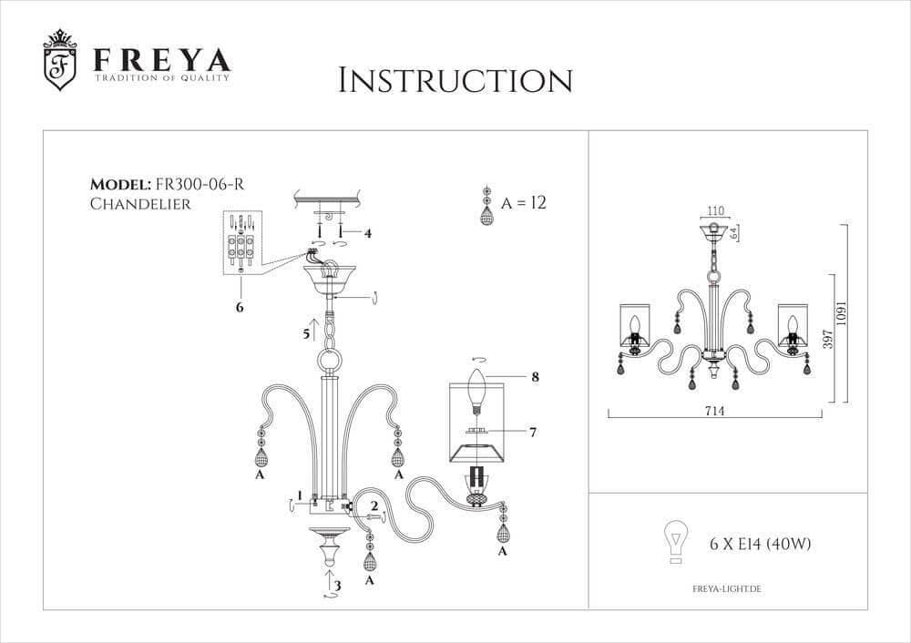 Freya Classic Faust Бронза Антик Люстра E14 40W FR2300-PL-06-BZ — миниатюра 7