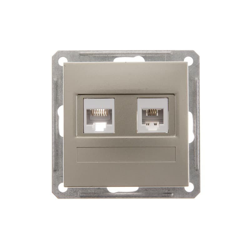 Systeme Electric Wessen 59 Шампань Розетка 2-ая ТЛФ + компьютерная 5е (RJ11+RJ45) — миниатюра 1