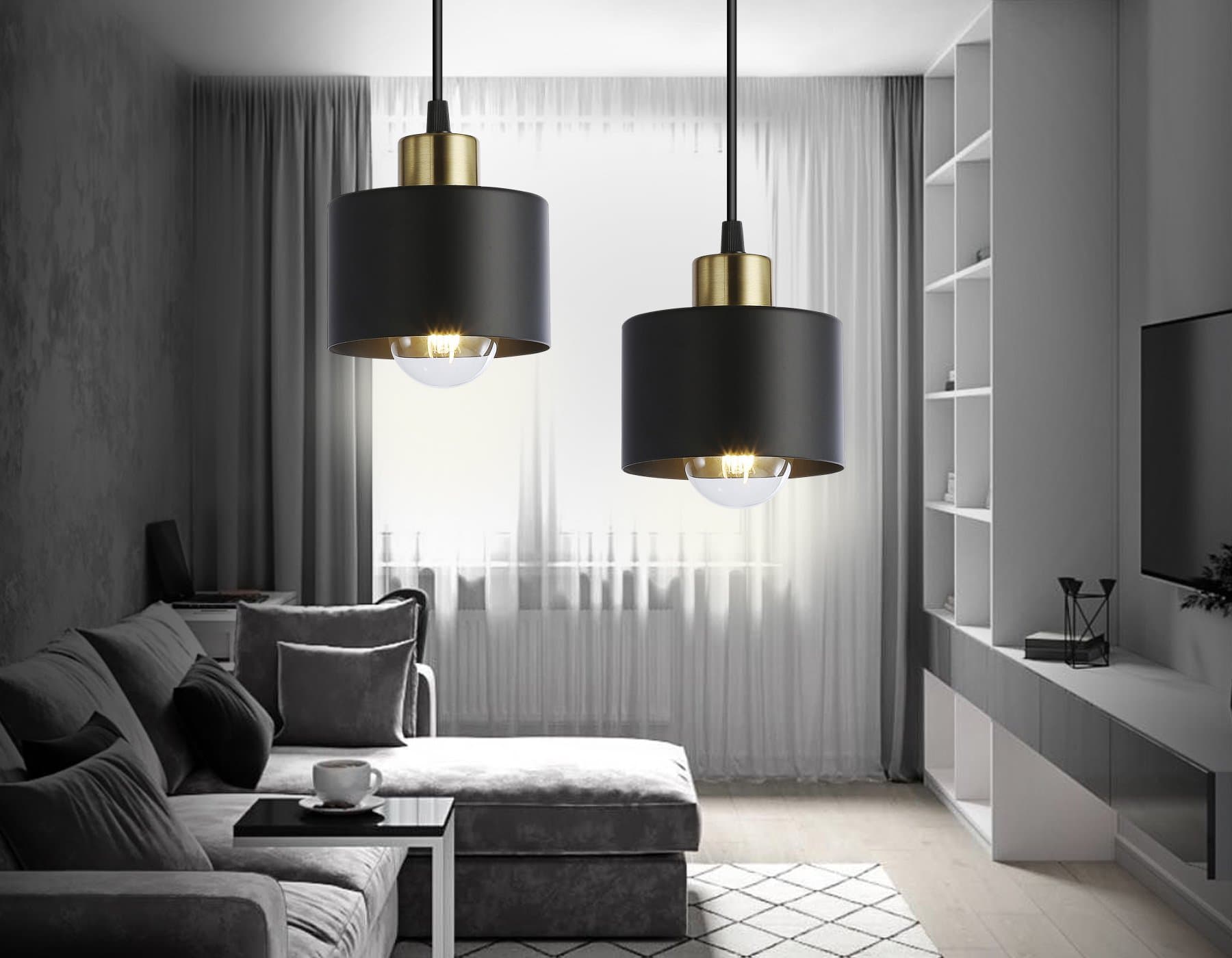 Ambrella Подвесной светильник в стиле лофт TR8113 BK/BS черный/латунь E27 max 40W D120*940 — миниатюра 3