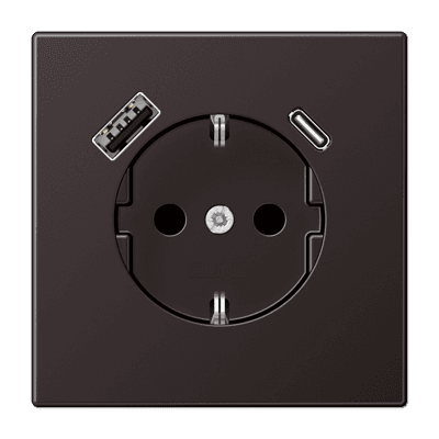 JUNG Розетка SCHUKO® с USB-зарядным устройством, тип A + тип С AL1520-15CAD-L