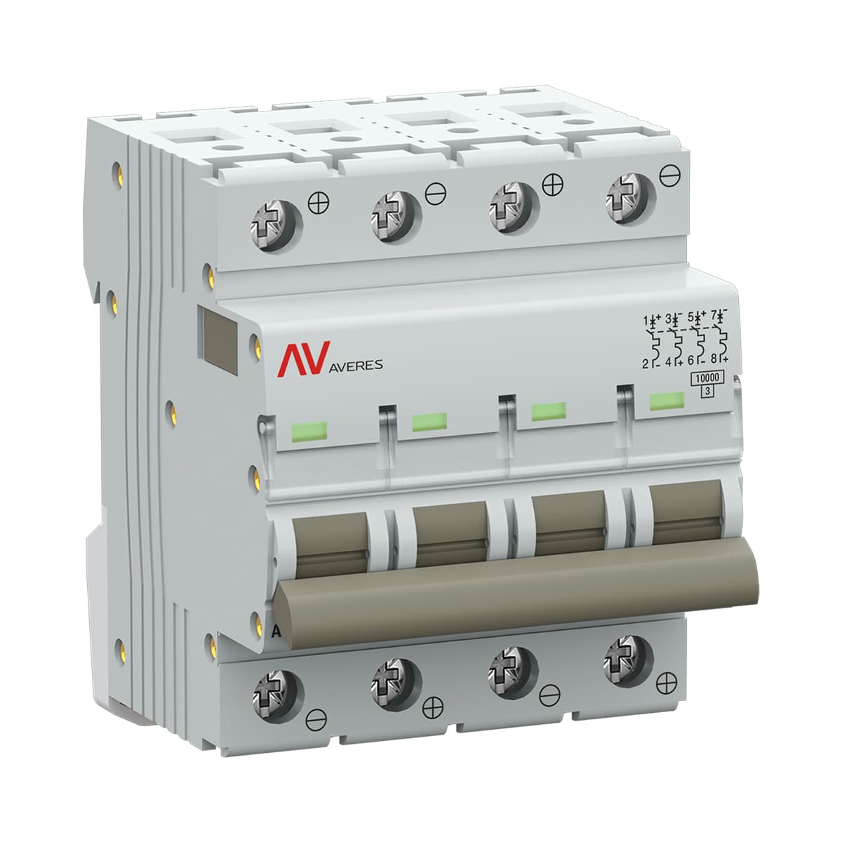 Выключатель автоматический AV-10 DC 4P 1A (C) 10kA EKF AVERES mcb10-DC-4-01C-av — миниатюра 1