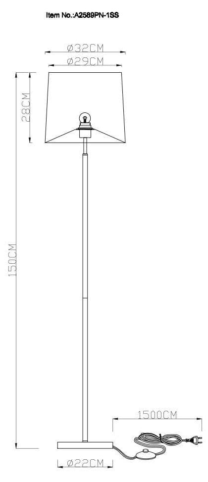 Arte Lamp A2589PN-1SS Торшеры с одним плафоном — миниатюра 3