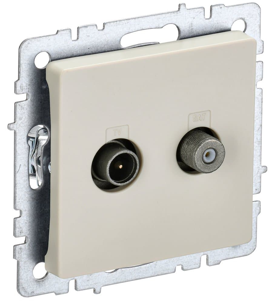 IEK BRITE BASE Бежевый Розетка двойная TV+SAT РТВ/РСп12-БрКр