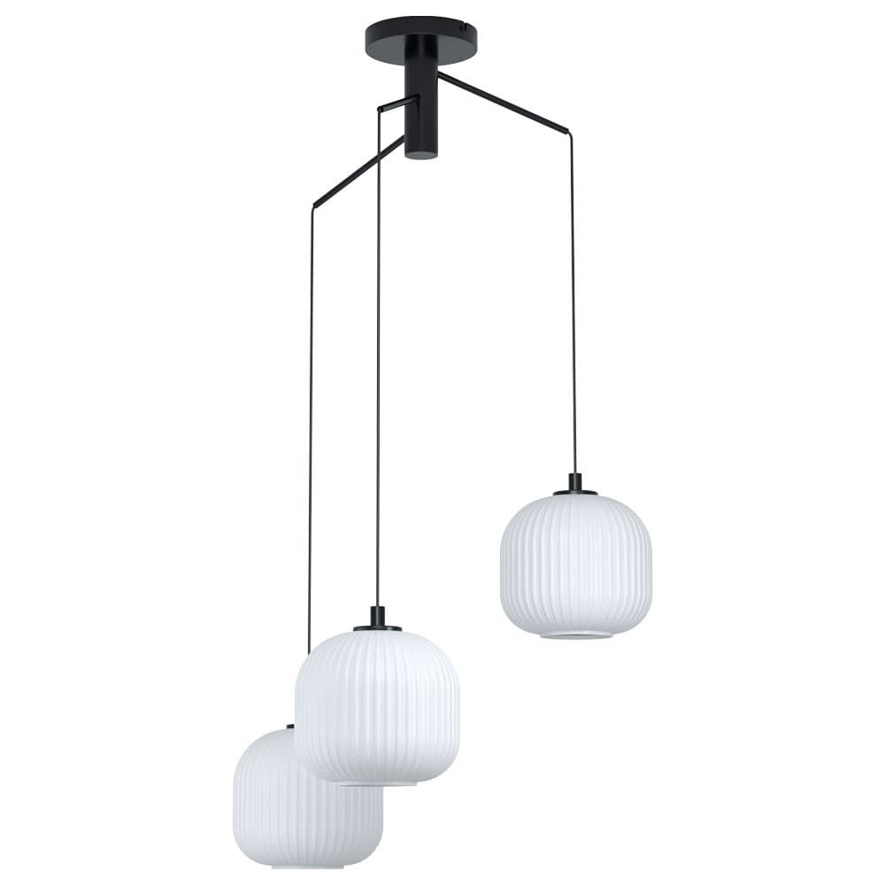 Eglo 99368 Подвес MANTUNALLE, 3х40W (E27), Ø620, H1100, сталь, черный/стекло, белый