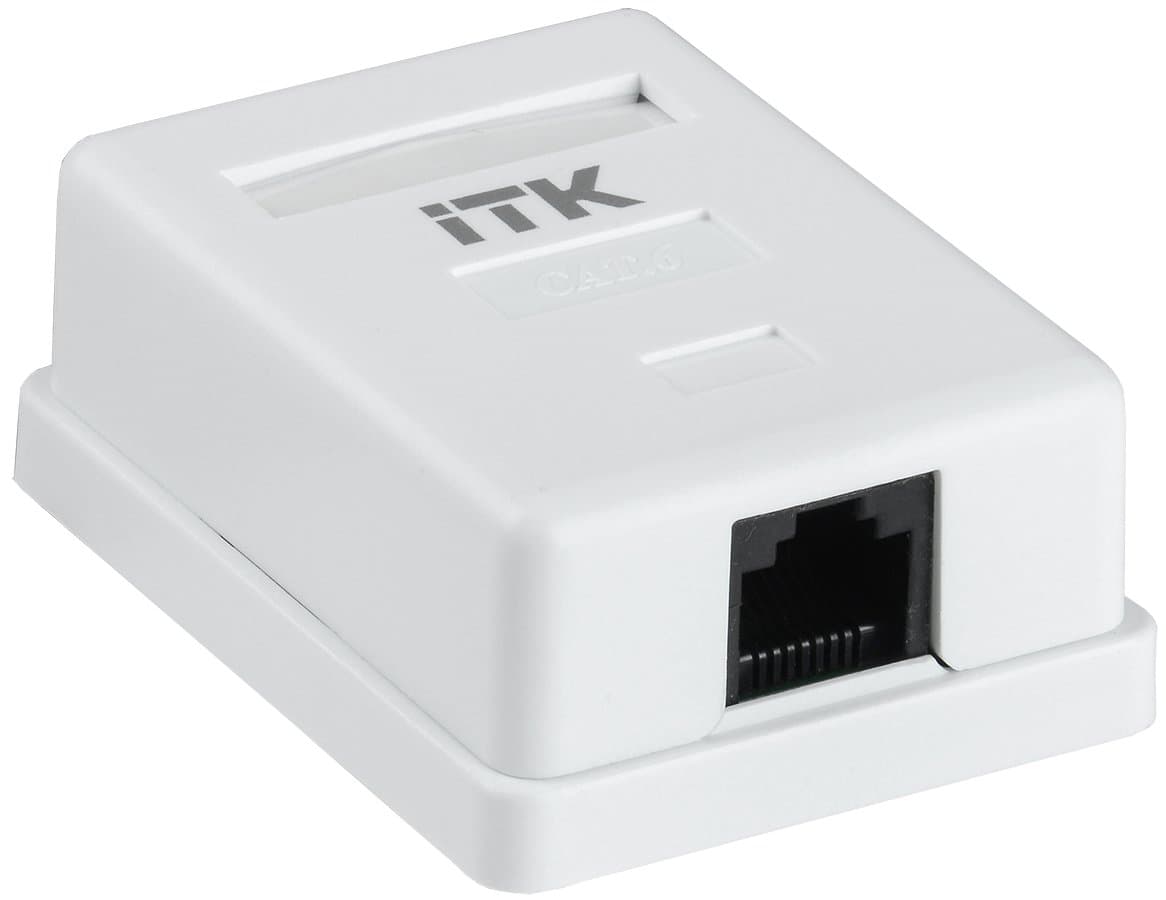 IEK ITK Настенная информационная розетка RJ45 категория 6 UTP 1-порт CS2-1C06U-12 — миниатюра 1