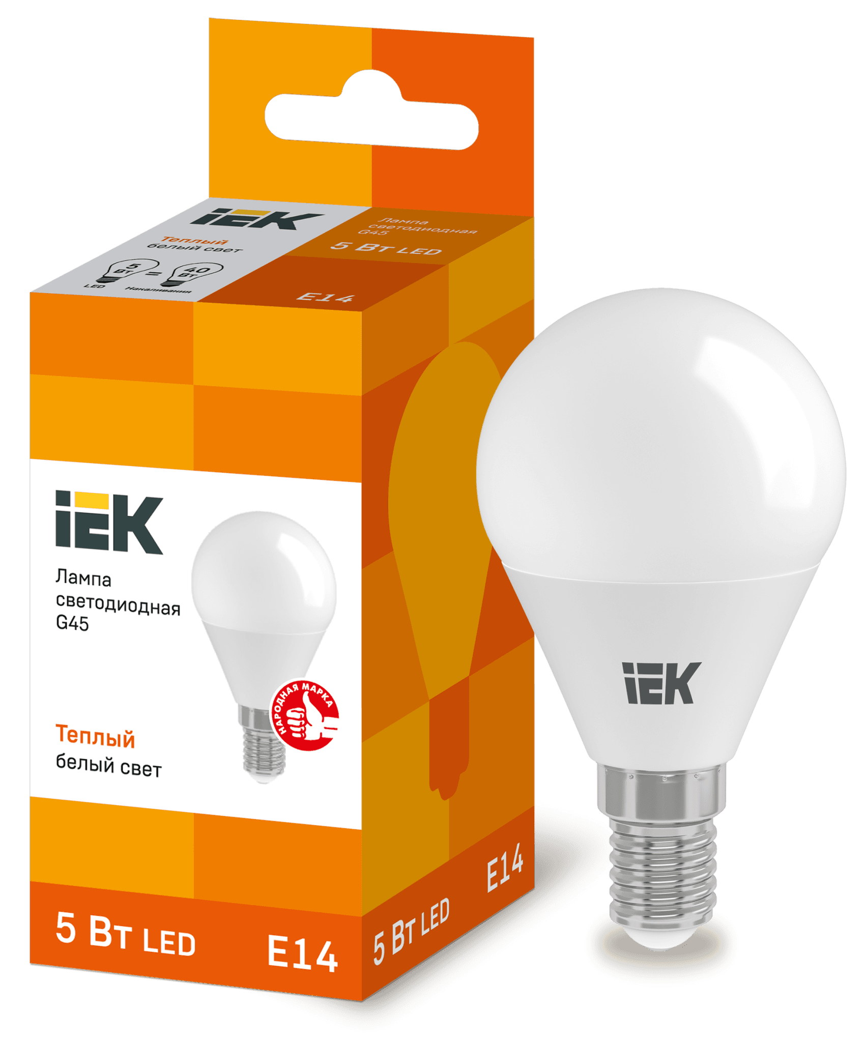 IEK Лампа светодиодная ECO G45 шар 5Вт 230В 3000К E14 — миниатюра 2