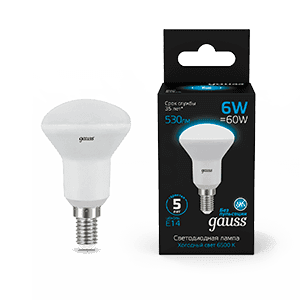 Gauss Лампа R50 6W 530lm 6500K Е14 LED 106001306