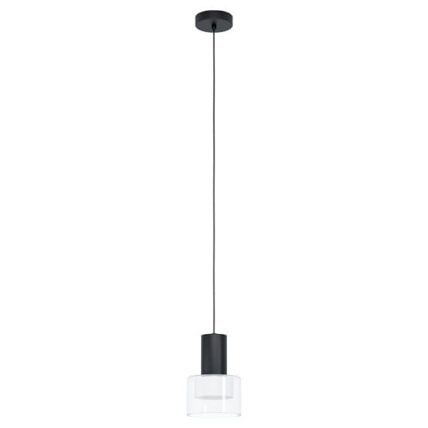 Eglo MOLINEROS Подвес светодный димм, 1х5W(GU10), Ø140, H1500, 1х400lm, сталь, черный/стекло, пластик, прозрачный, белый 39725 — миниатюра 1