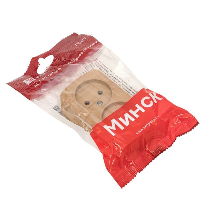 EKF Basic Минск Светлое дерево Розетка 2-ая, б/з, 10А, ОП — миниатюра 8