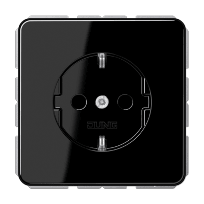 JUNG CD 500/CD plus Черная Розетка с/з безвинт. зажим CD1520SW
