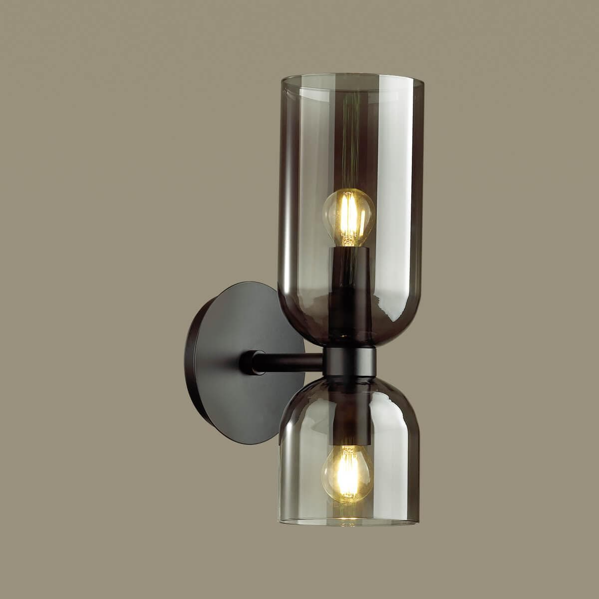 Odeon Light Бра с выключателем E14 2*60W ORINOCO MIDCENT ODL21 291 черный/дымчатый — миниатюра 3