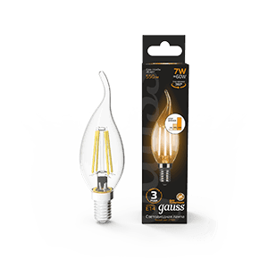 Gauss Лампа Filament Свеча на ветру 7W 550lm 2700К Е14 шаг. диммирование LED 104801107-S — миниатюра 1