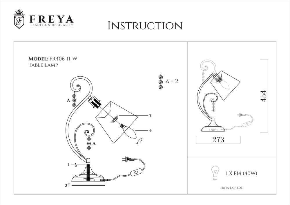 Freya Classic Lorette Белый с Золотом Настольная лампа E14 40W FR2406-TL-01-WG — миниатюра 2
