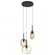 Eglo IPSDEN Подвесной потолочный светильник (люстра) IPSDEN, 3Х40W, E27, H1300, Ø300, сталь/дерево, черный 43551