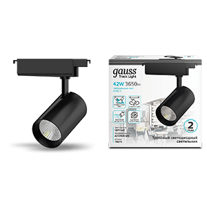 Gauss Светильник трековый цилиндр 42W 3650lm 4000K 180-240V IP20 90*240мм черный угол 24º LED TR074