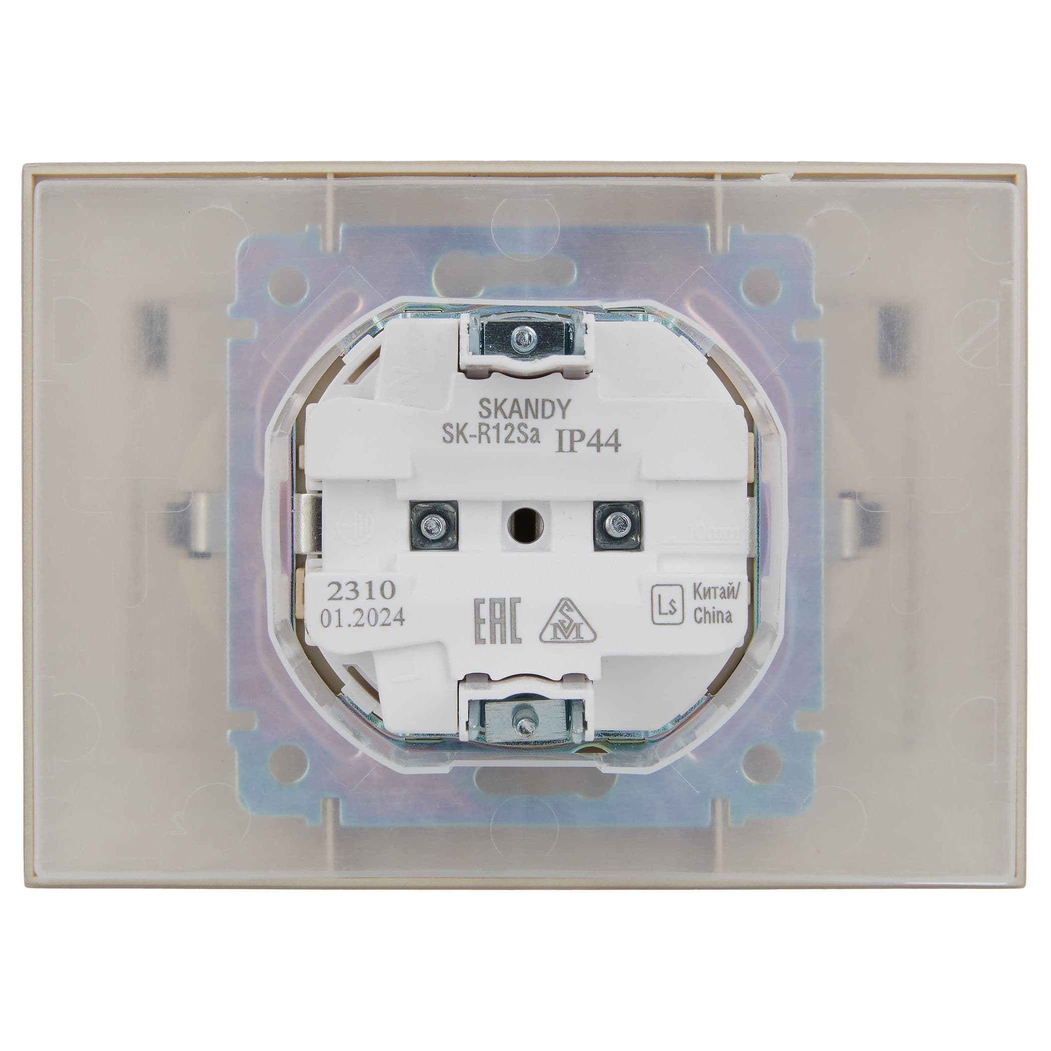 IEK SKANDY Песочный Розетка 2-ая с/з с крышкой 16А в сборе IP44 SK-R12Sa — миниатюра 3