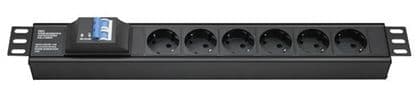 DKC Блок распределения питания (PDU) 19" 16A с автоматом 2P, Вых:6 Schuko, Вх:Schuko