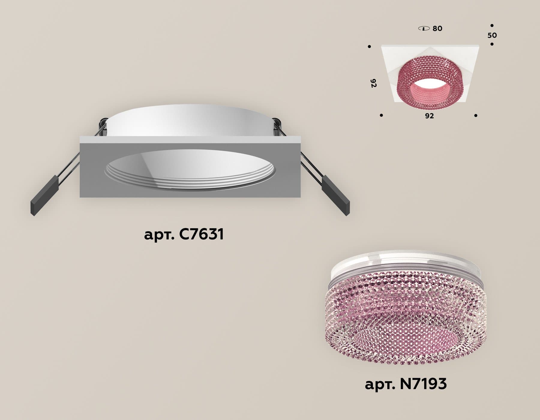 Ambrella Комплект встраиваемого светильника XC7631022 SWH/PI белый песок/розовый MR16 GU5.3 (C7631, N7193) — миниатюра 2