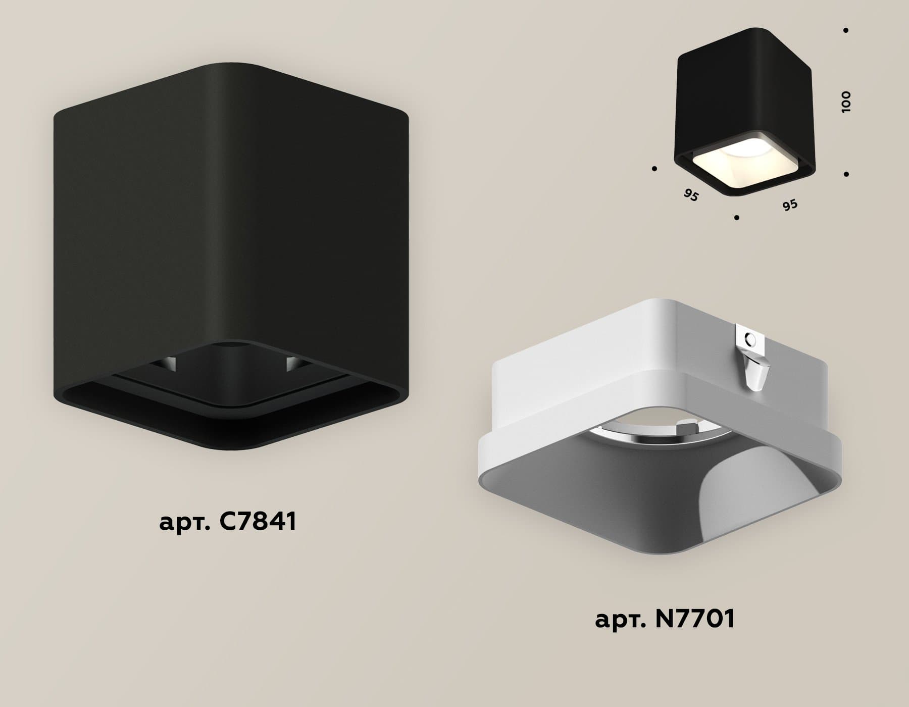 Ambrella Комплект накладного светильника XS7841001 SBK/SWH черный песок/белый песок MR16 GU5.3 (C7841, N7701) — миниатюра 3