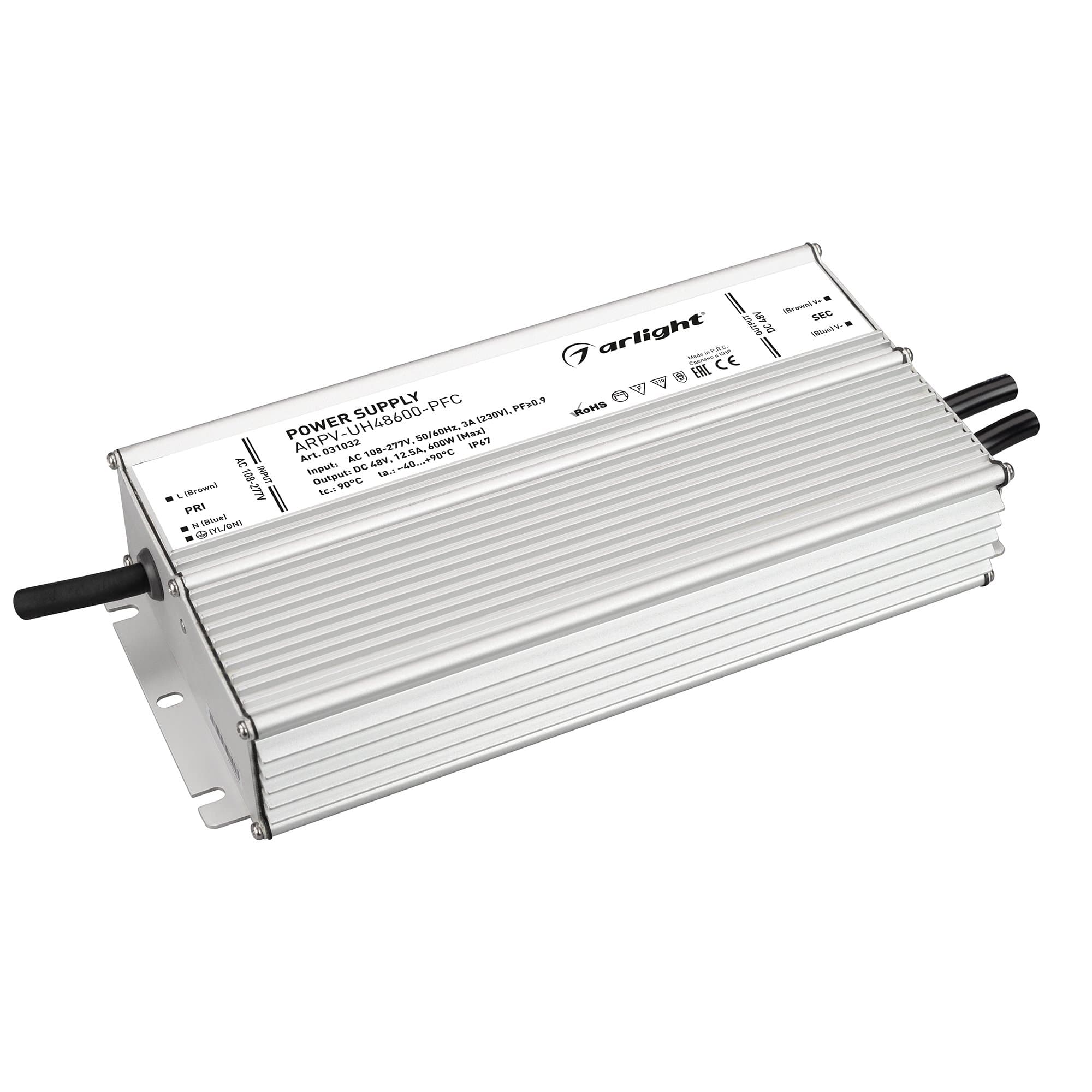 Arlight Блок питания ARPV-UH48600-PFC (48V, 12.5A, 600W) (IP67 Металл, 7 лет) 031032