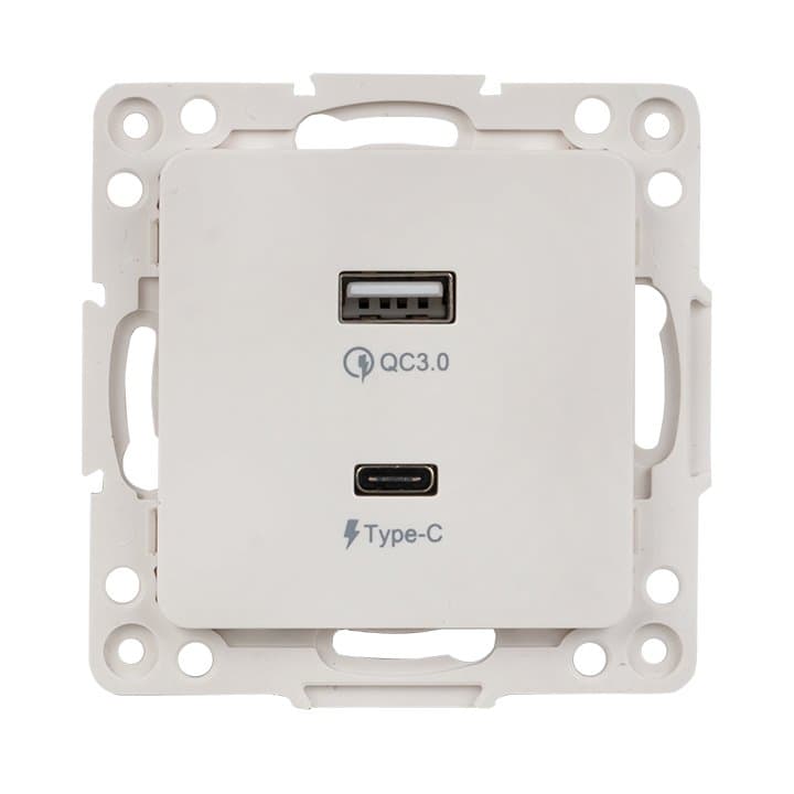 EKF PROxima Стокгольм Белый Розетка с 2 USB type A+C — миниатюра 3