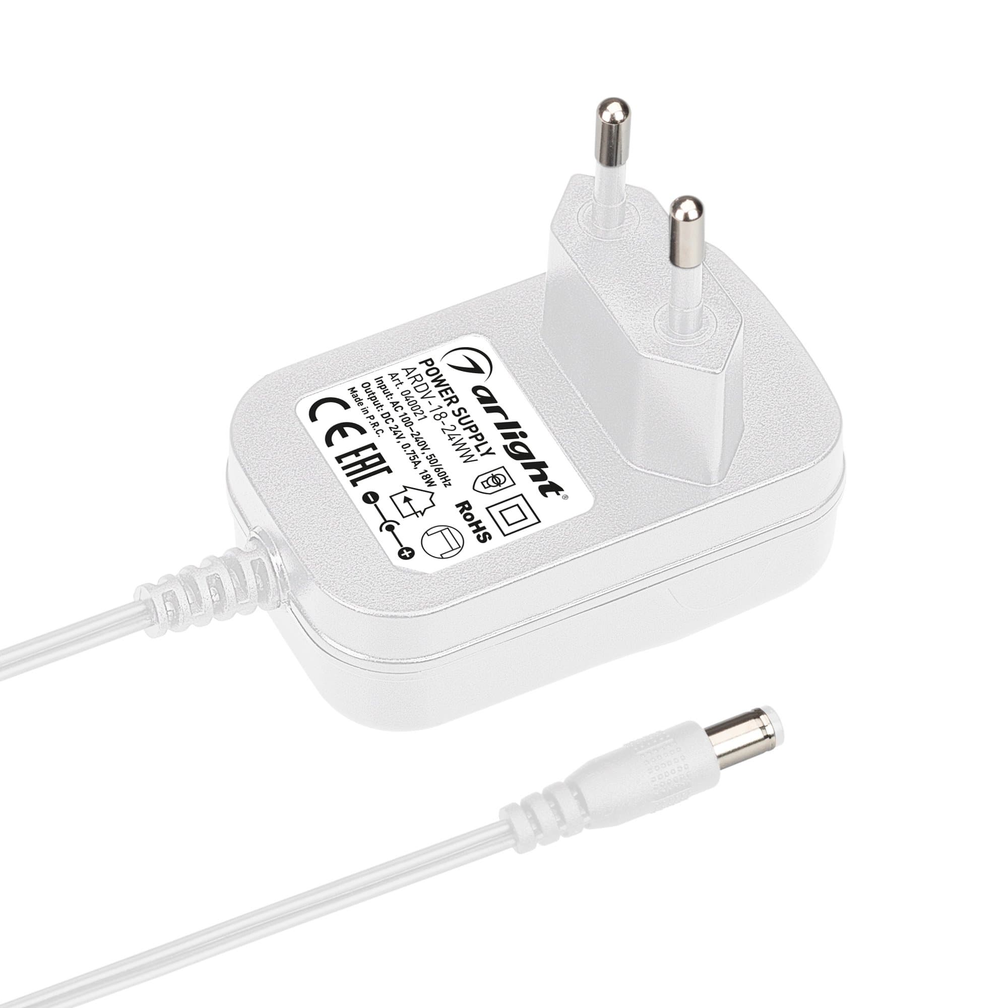 Arlight Блок питания ARDV-18-24WW (24V, 0,75A, 18W) (Адаптер, 3 года) 040021