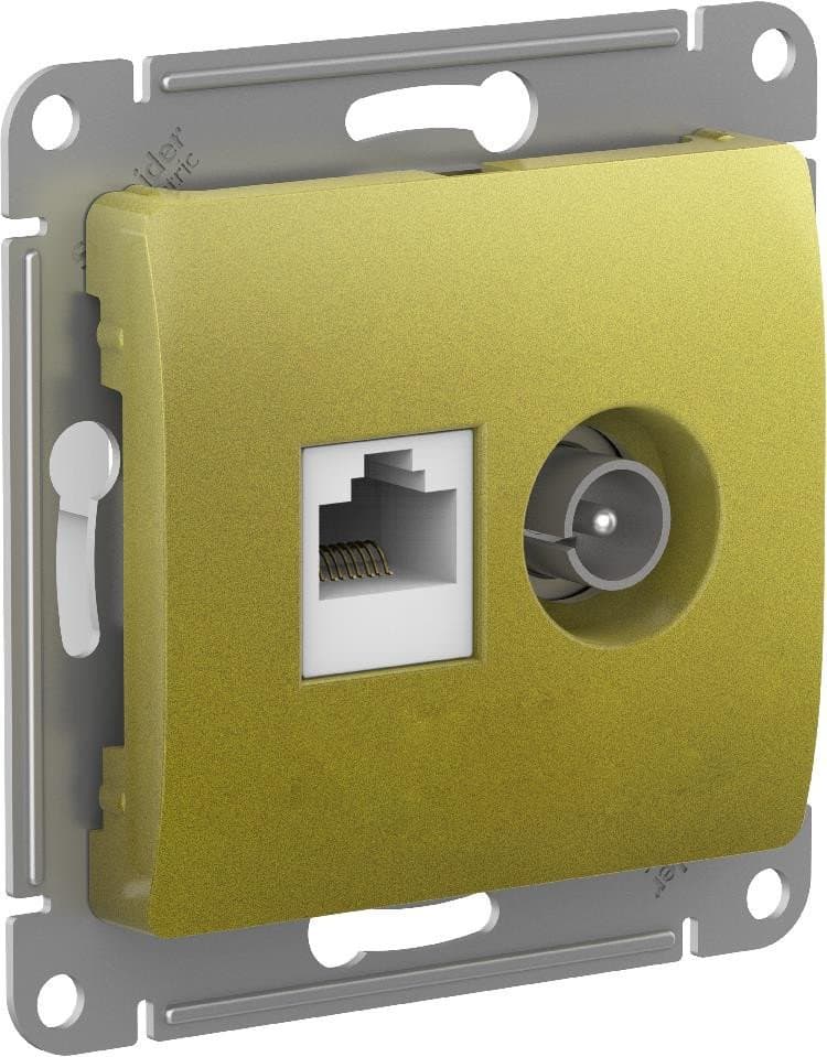 SE Glossa Фисташковый Розетка двойная TV + компьютерная RJ45, кат. 5Е GSL001089