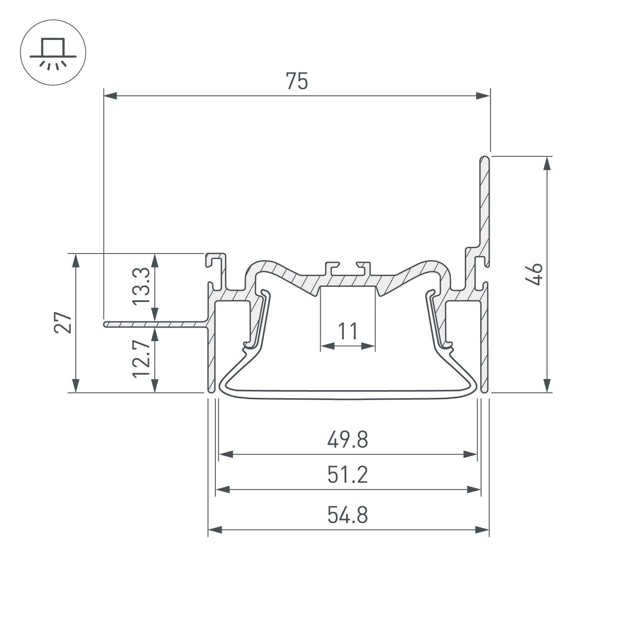 Arlight Профиль FOLED-50-WALL-2000 (Алюминий) 035771 — миниатюра 4