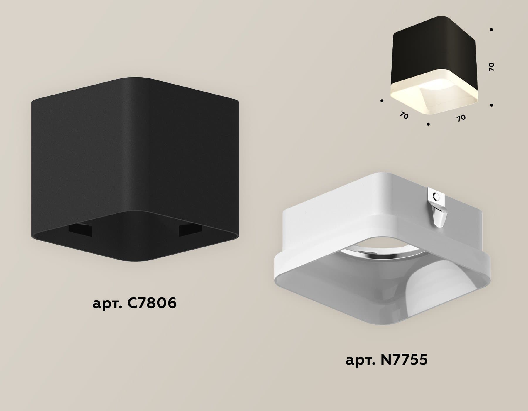 Ambrella Комплект накладного светильника с акрилом XS7806040 SBK/FR черный песок/белый матовый MR16 GU5.3 (C7806, N7755) — миниатюра 3