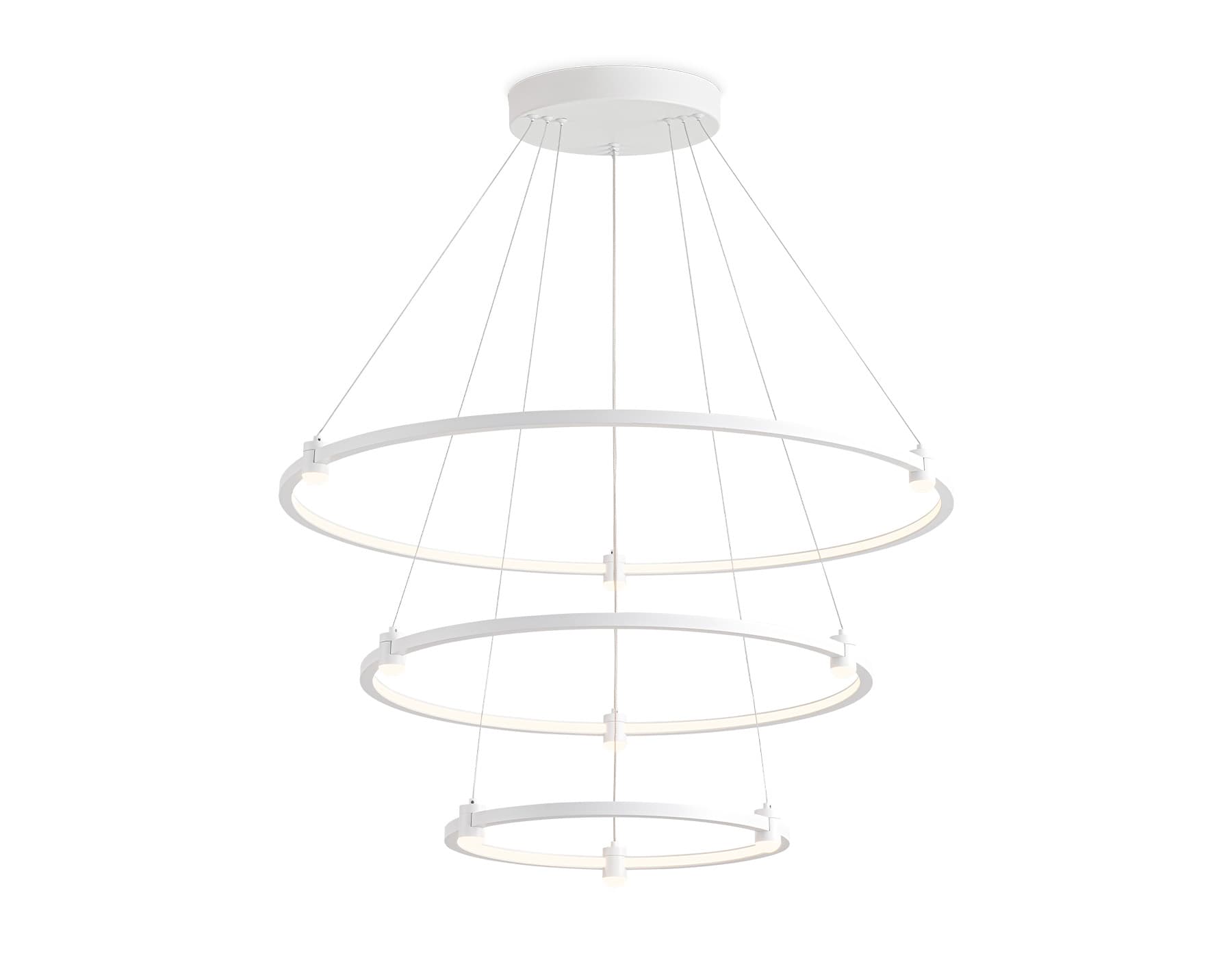 Ambrella Светильник подвесной светодиодный FL5511/3+9 WH белый 90W 3000K/4200K/6400K D800/600/400*1300 (без ПДУ) — миниатюра 2