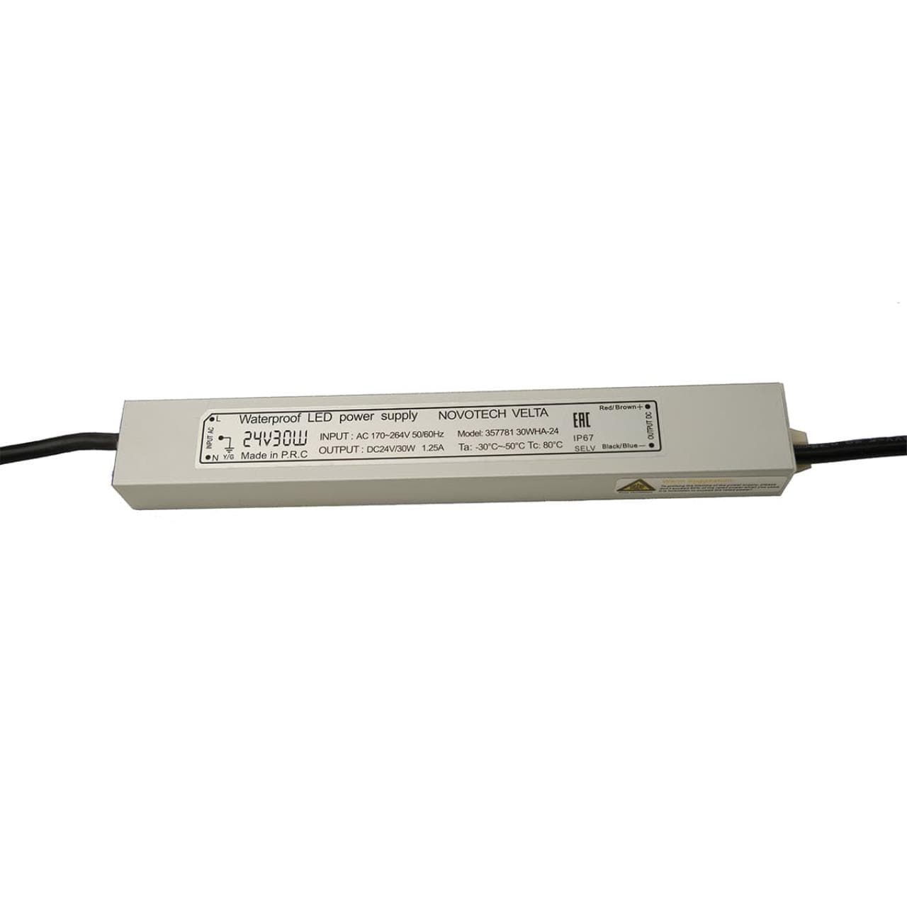 Novotech 357781 VELTA Блок питания влагозащищенный IP67 30W 1.25A вход. напряжение 170-264V / выход 24V (от 1 до 5 св-в линий INGRO и WALD)