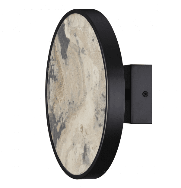 Odeon Light 5064/15WL L-VISION ODL24 черн./серо-беж./металл/натур.камень/акрил Настенн.светильн. с переключ.цветов.темпер. LED 15W 3000К/4000K/6000K B