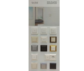 JUNG A 550 и A flow в белом цвете Демонстрационный стенд ECO Profi и ECO Profi Deco EP40100RU