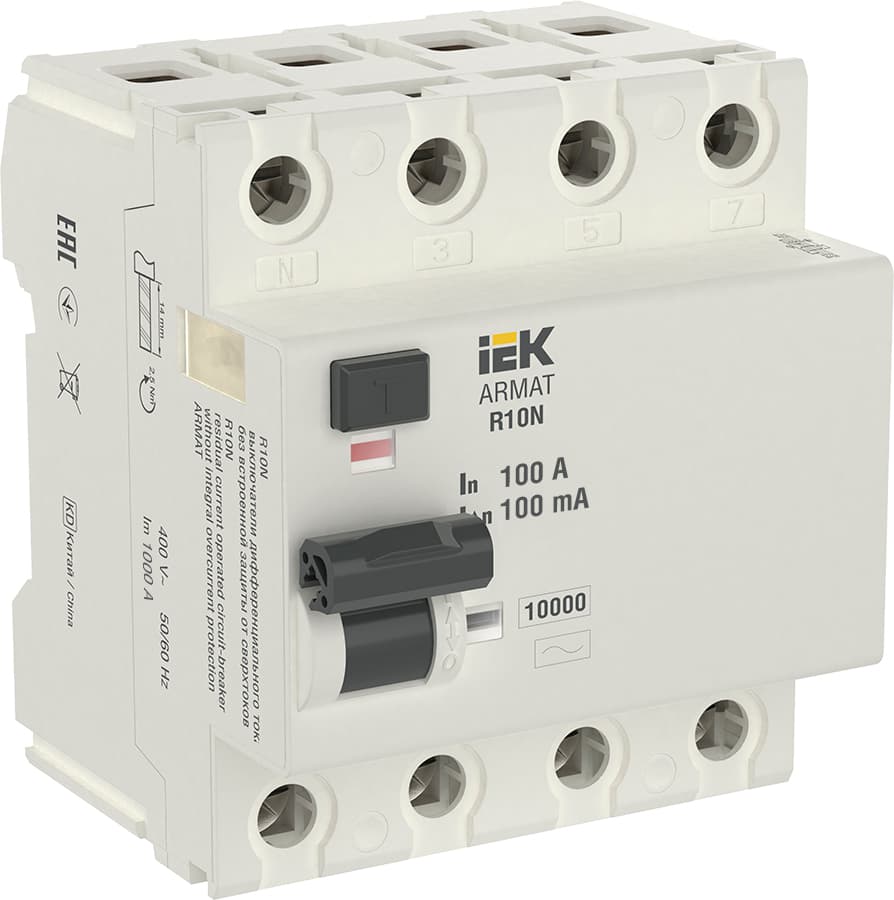 IEK ARMAT ВДТ R10N 4P 100А 100мА тип AC