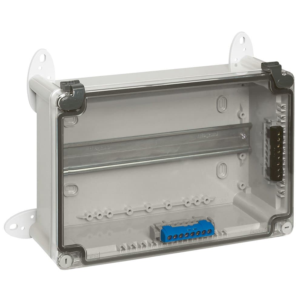 Legrand Коробка промышленная пластиковая - IP55 - IK07 - RAL 7035 - 155x110x74 мм - прозрачная крышка 035941