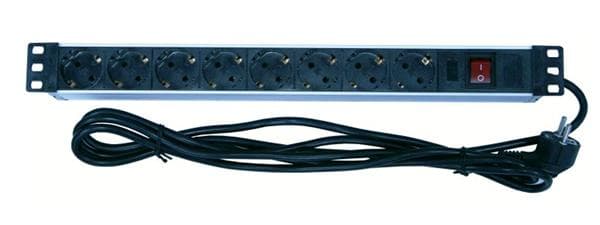 IEK ITK PDU Блок: 8 розеток, с LED выкл.,1U, шнур 2м, вилка, немецкий стандарт PH12-8D1 — миниатюра 2